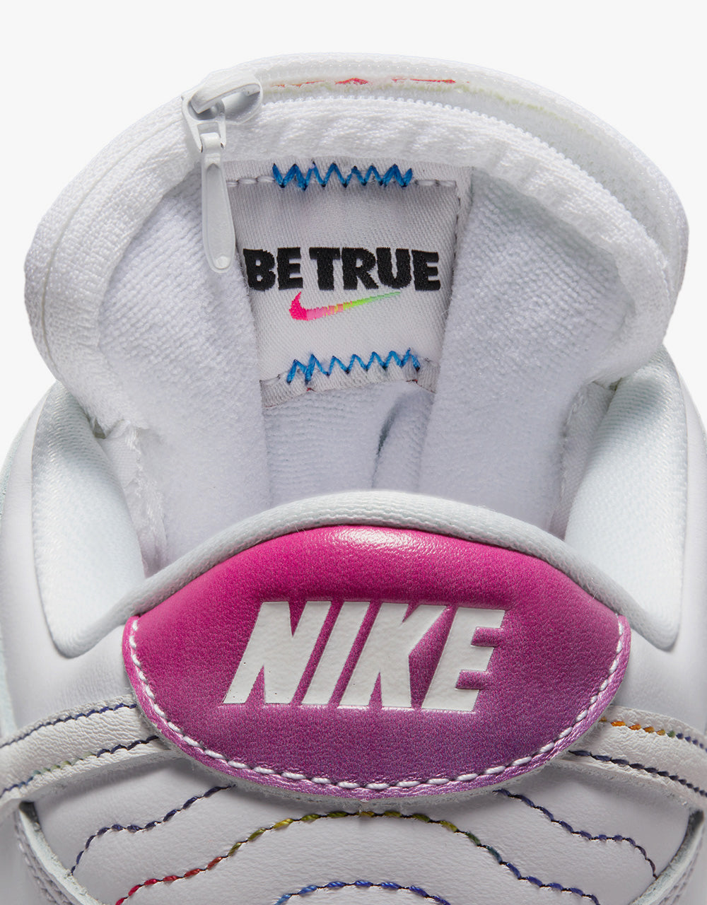 Nike SB 'Be True' Dunk Low Pro Skate Shoes - White/Summit White-Rainbow