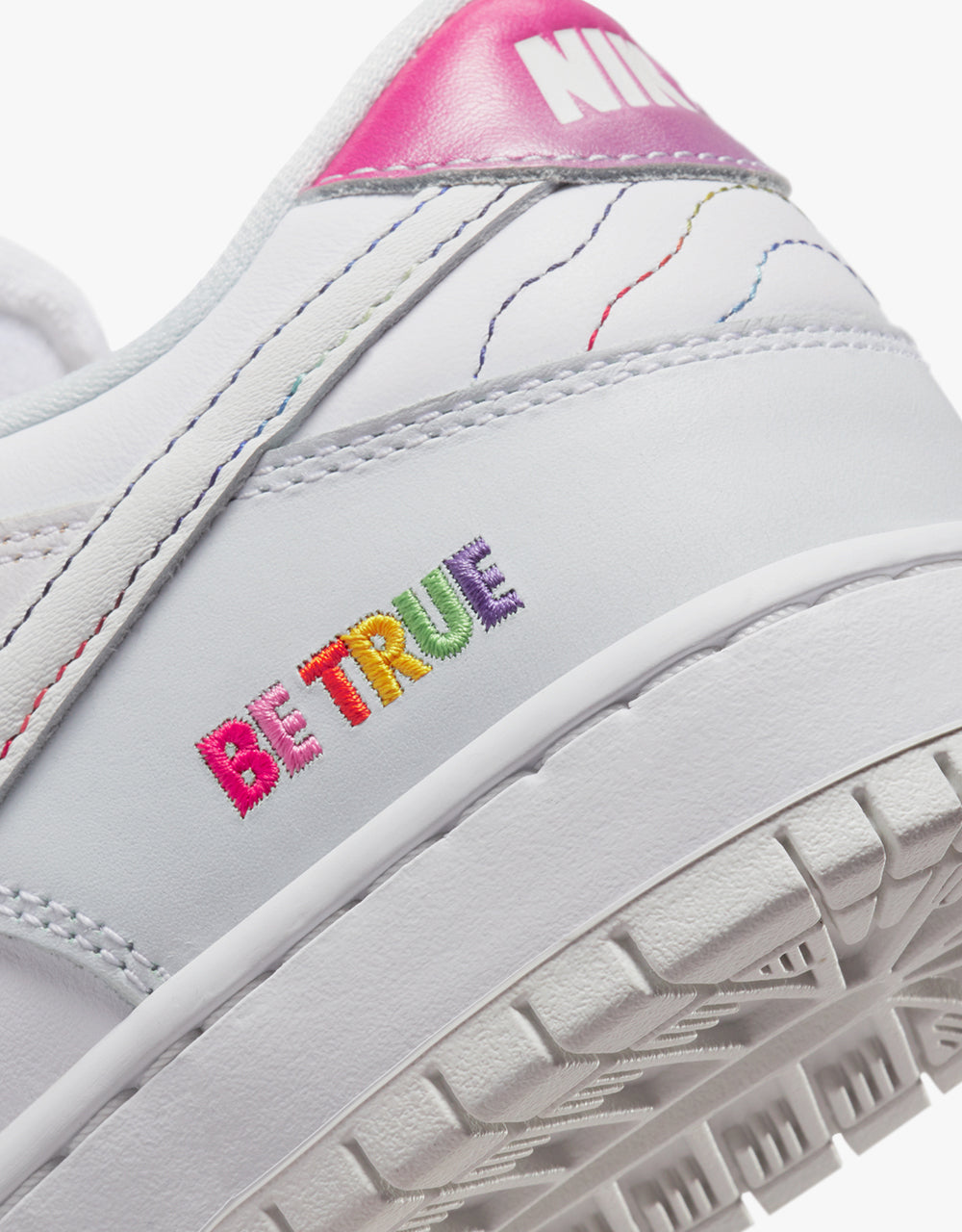 Nike SB 'Be True' Dunk Low Pro Skate Shoes - White/Summit White-Rainbow