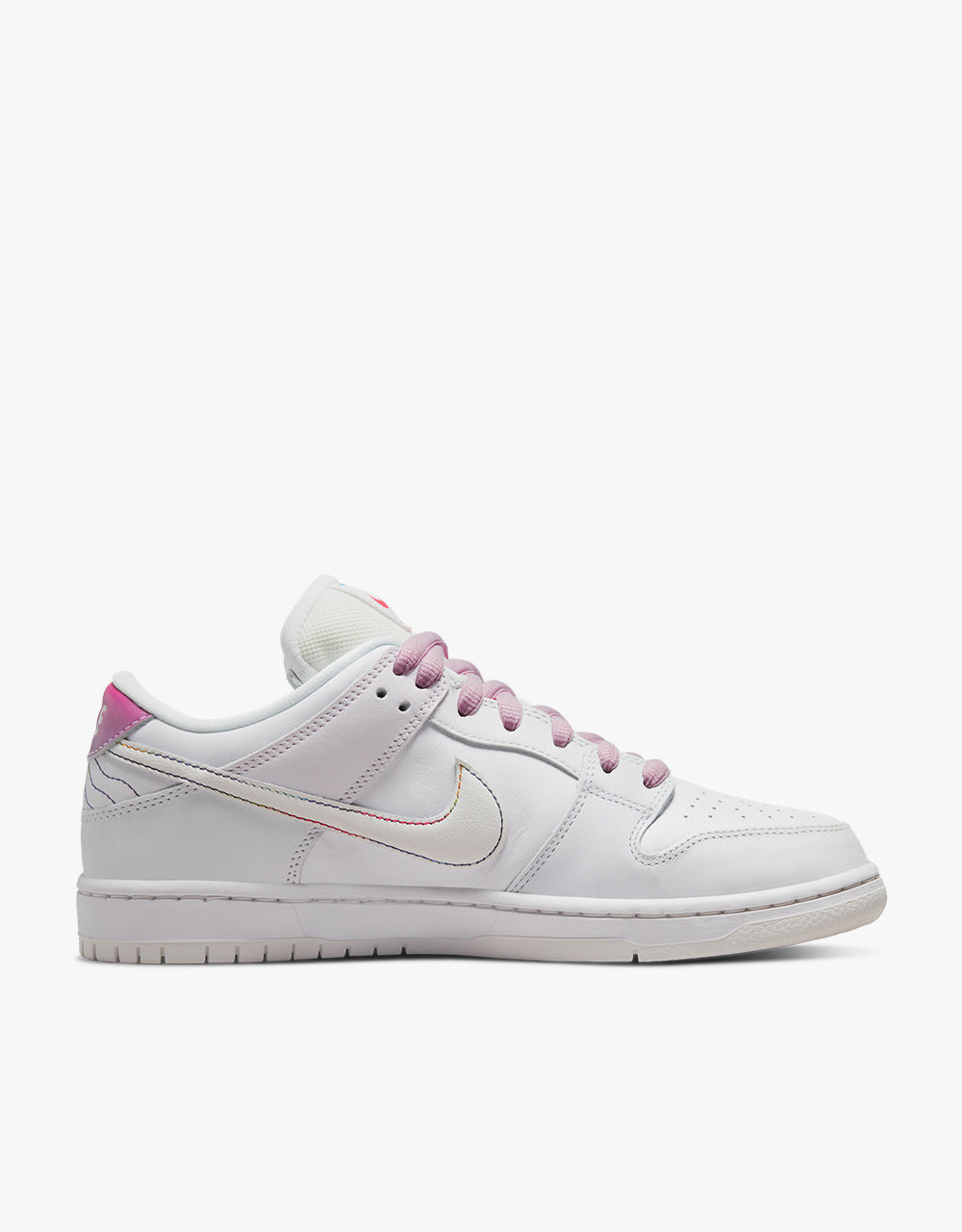 Nike SB 'Be True' Dunk Low Pro Skate Shoes - White/Summit White-Rainbow