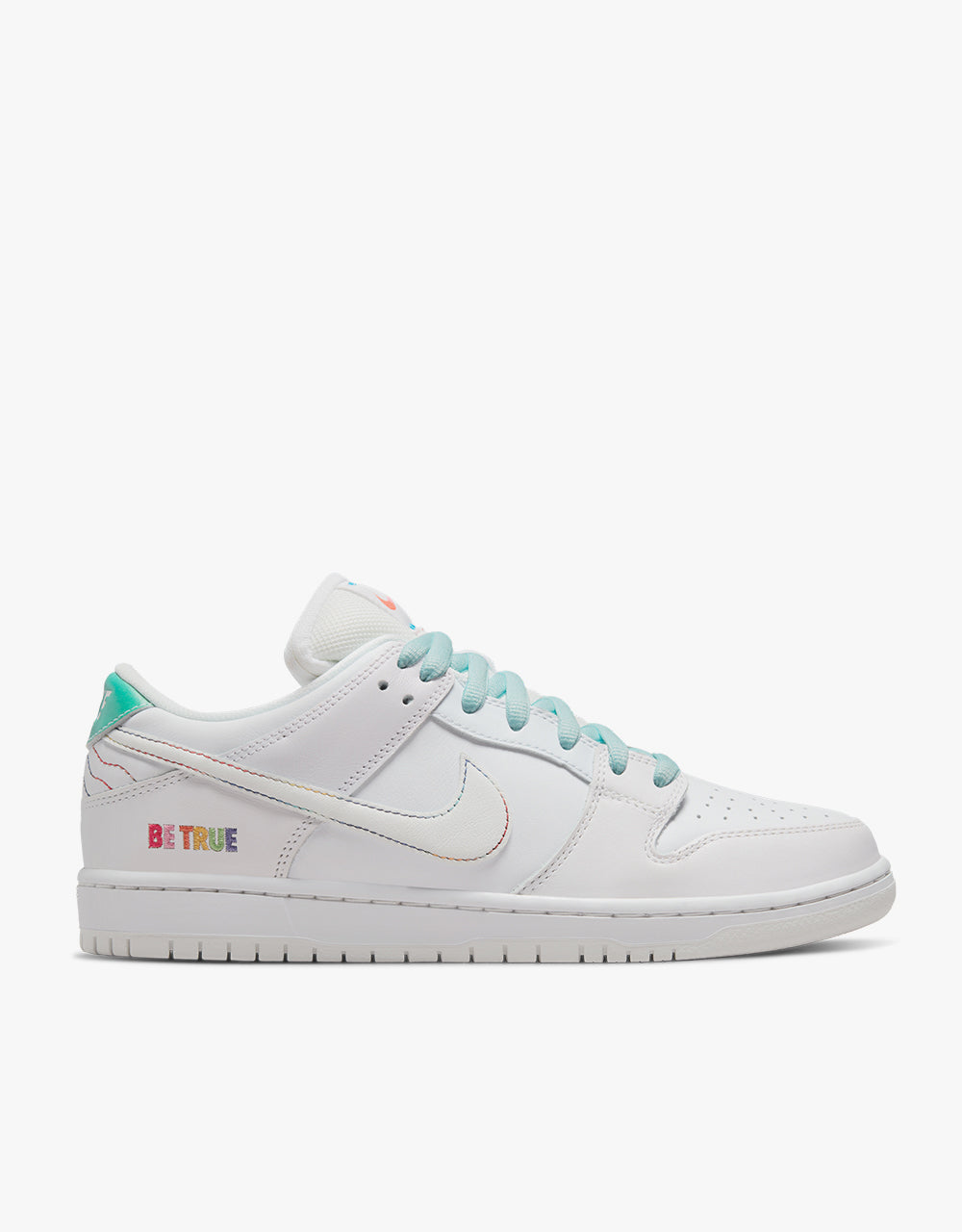 Nike SB 'Be True' Dunk Low Pro Skate Shoes - White/Summit White-Rainbow