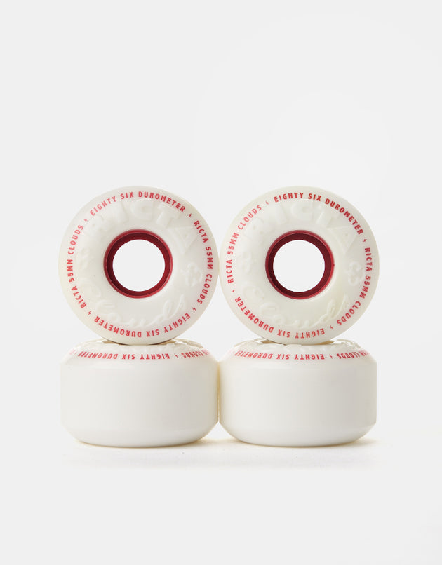 Ricta Clouds 86a Skateboard Wheels - White/Red