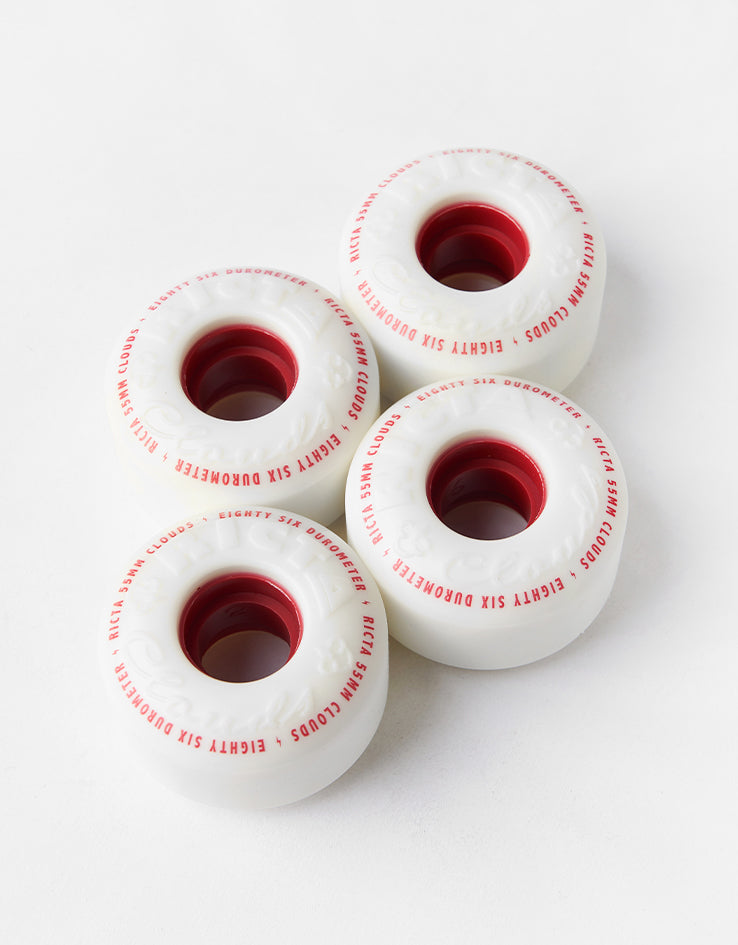 Ricta Clouds 86a Skateboard Wheels - White/Red