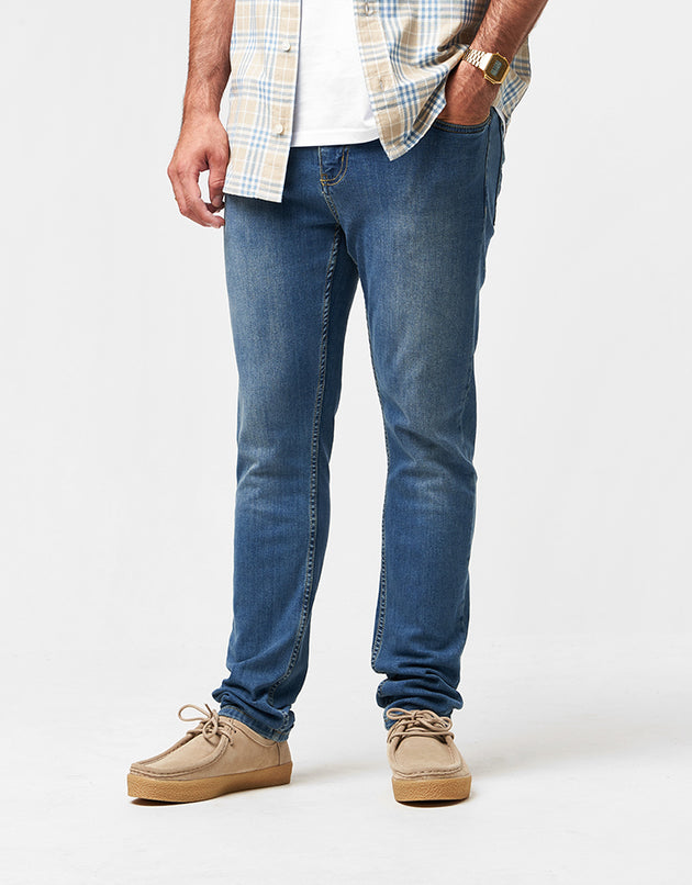 Route One Skinny Denim Jeans - Washed Blue