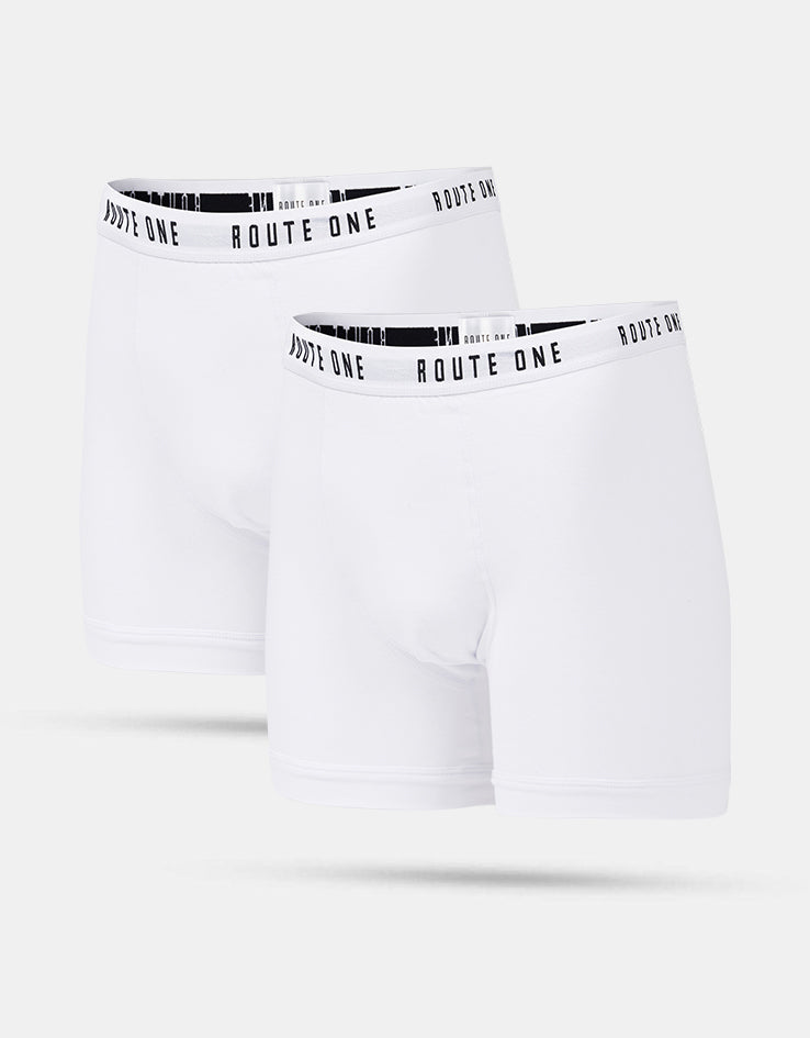 Route One Classic Boxer Shorts 2 Pack - White