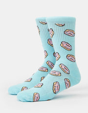 Route One Doughnuts Crew Socks - Light Blue