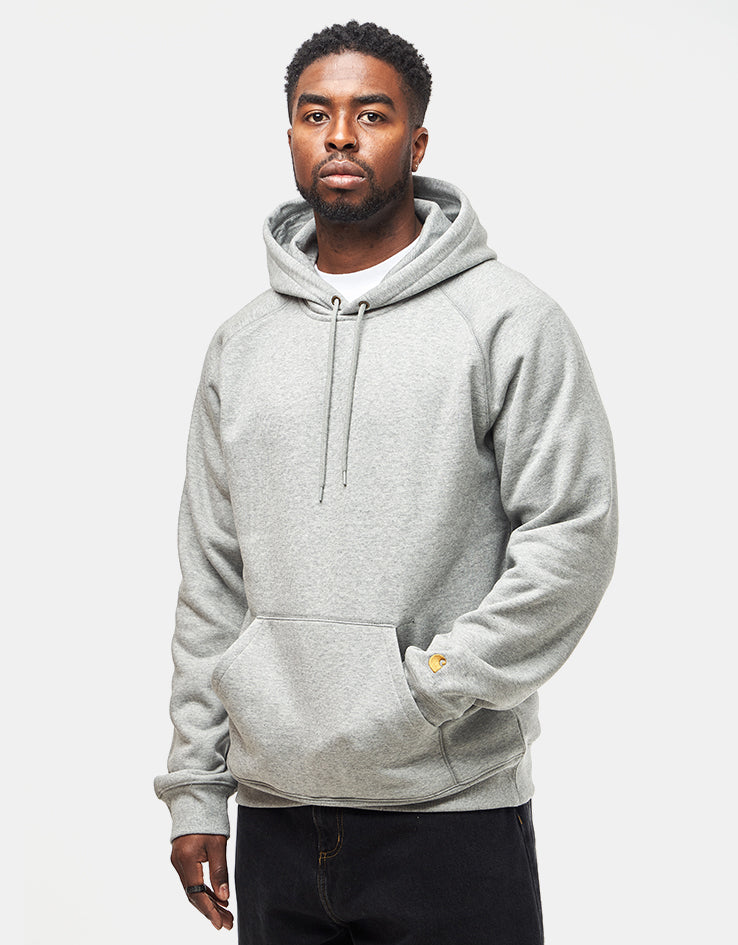 Carhartt WIP Hooded Chase Sweatshirt - Grey Heather/Gold