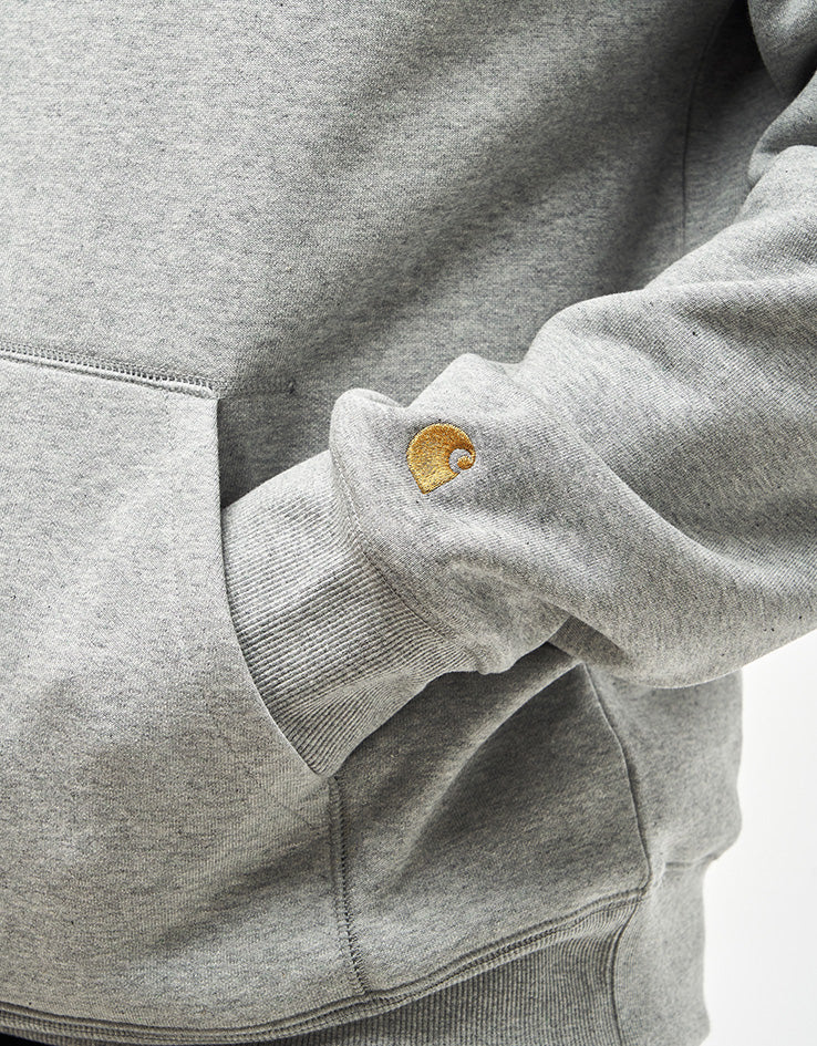 Carhartt WIP Hooded Chase Sweatshirt - Grey Heather/Gold
