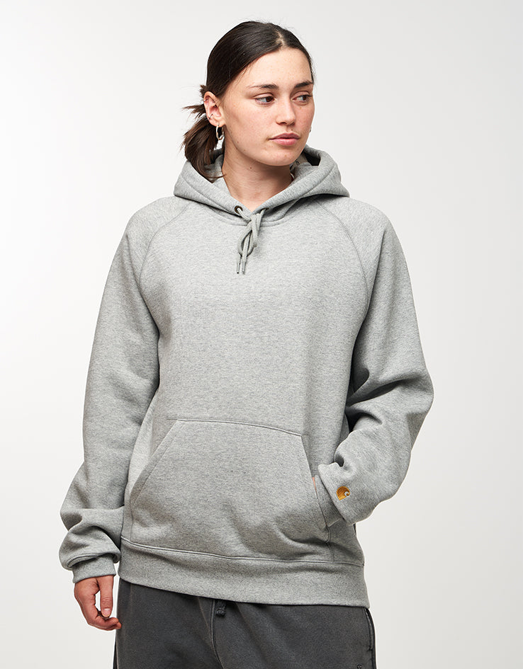 Carhartt WIP Hooded Chase Sweatshirt - Grey Heather/Gold