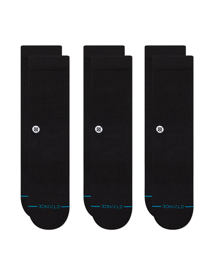Stance Icon 3 Pack Classic Crew Socks - Black