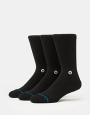 Stance Icon 3 Pack Classic Crew Socks - Black