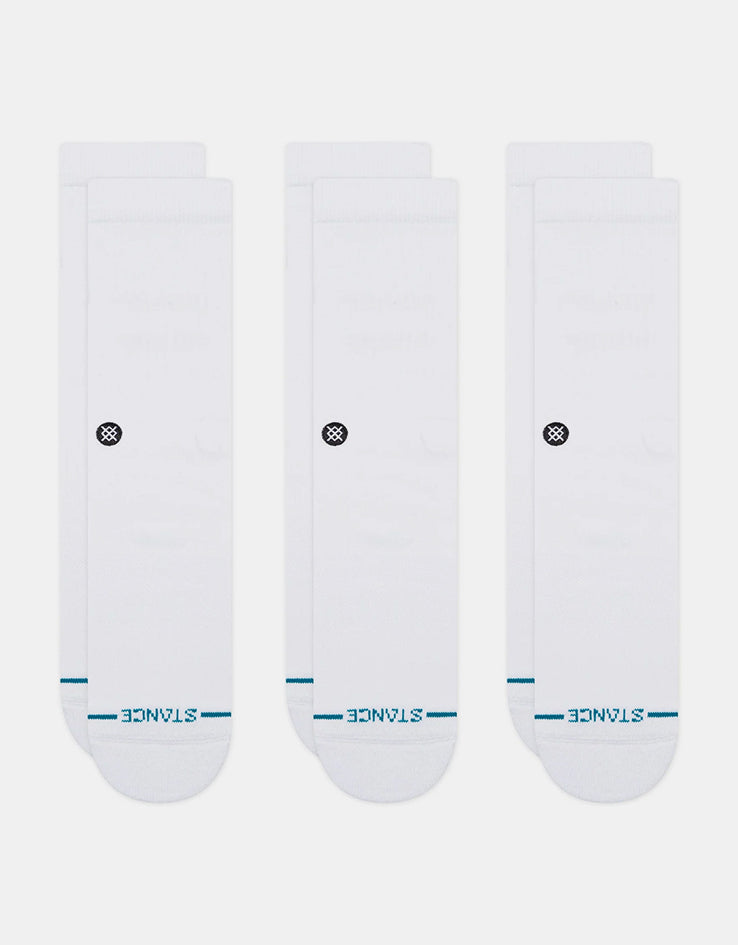 Stance Icon 3 Pack Classic Crew Socks - White