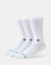 Stance Icon 3 Pack Classic Crew Socks - White