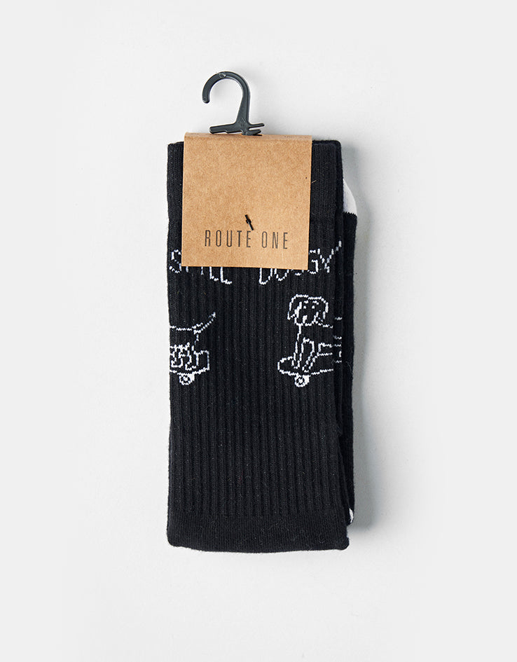 Route One Doggy Style Crew Socks - Black/White