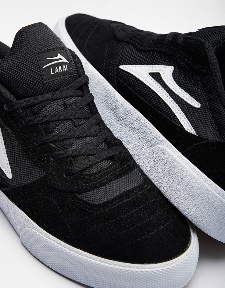 Lakai Cambridge Skate Shoes - Black/White Suede