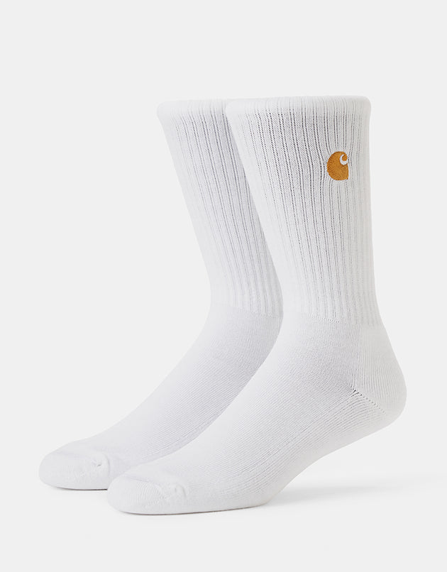 Carhartt WIP Chase Crew Socks - White/Gold