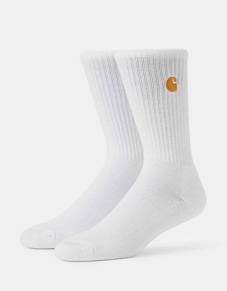 Carhartt WIP Chase Crew Socks - White/Gold