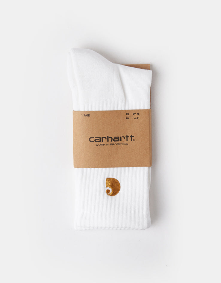 Carhartt WIP Chase Crew Socks - White/Gold
