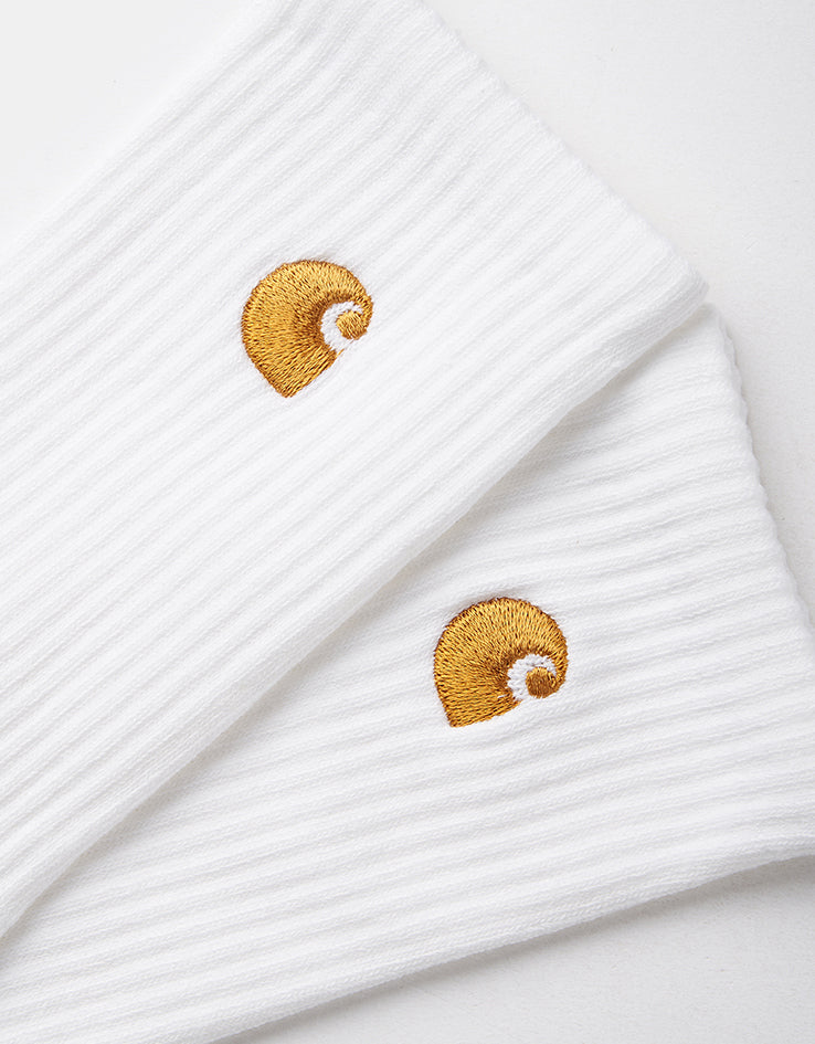 Carhartt WIP Chase Crew Socks - White/Gold