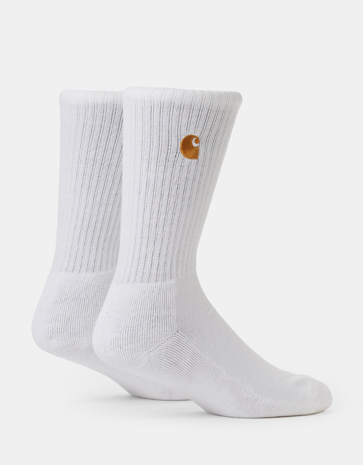 Carhartt WIP Chase Crew Socks - White/Gold