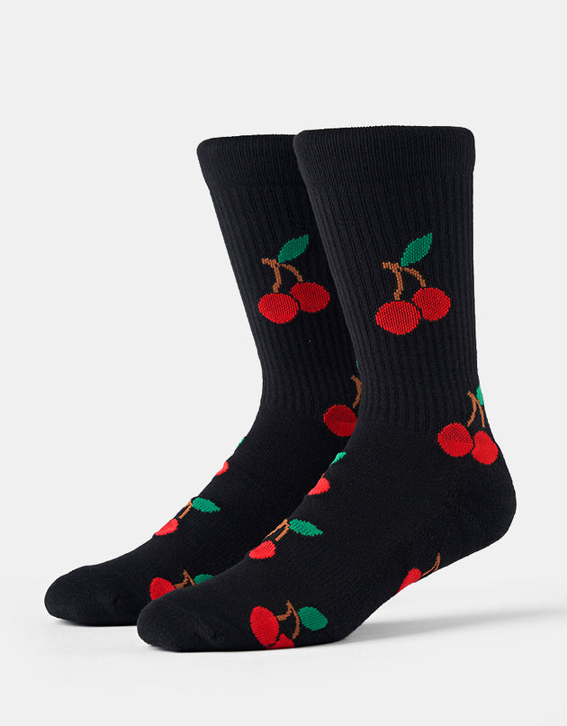 Route One Cherries Crew Socks - Black