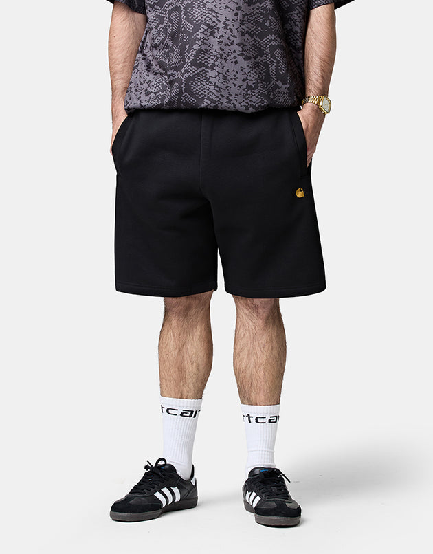 Carhartt WIP Chase Sweat Shorts - Black/Gold