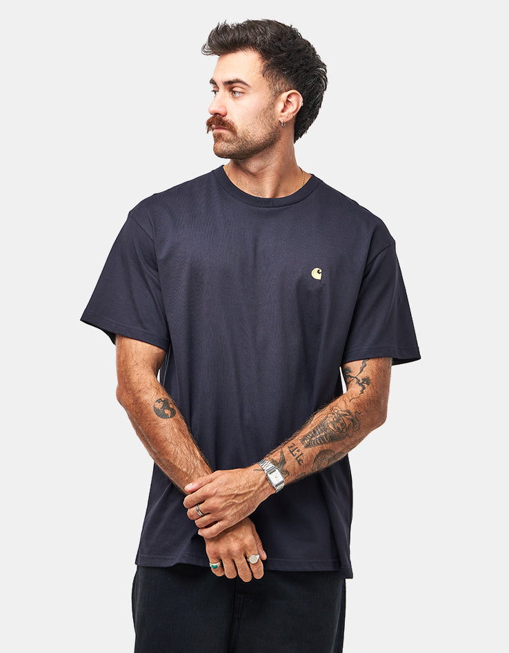 Carhartt WIP S/S Chase T-Shirt - Dark Navy/Gold
