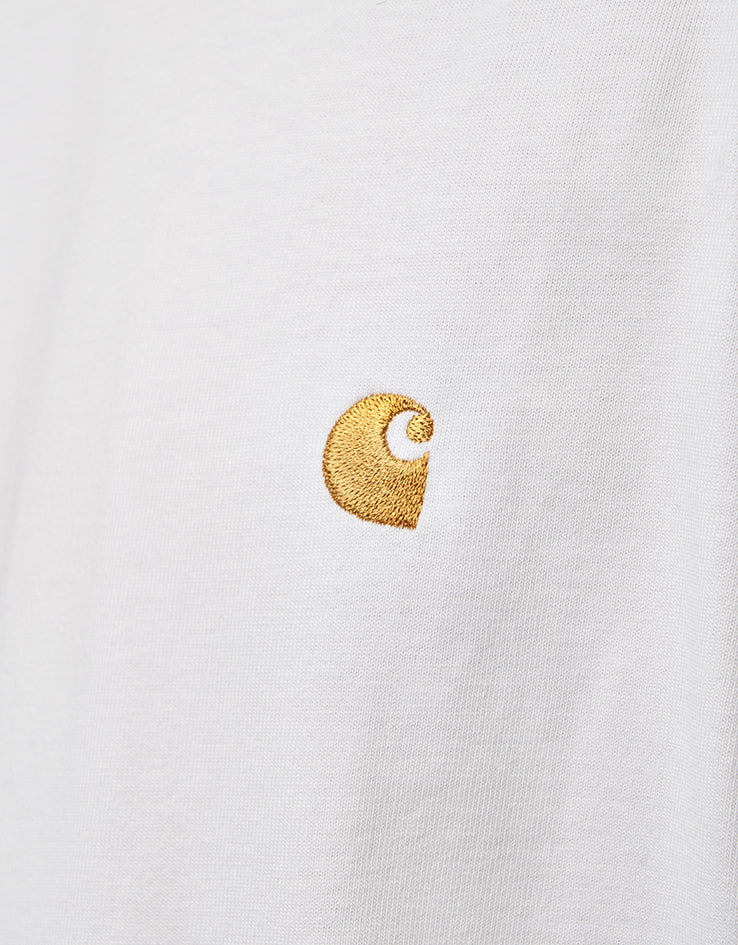 Carhartt WIP L/S Chase T-Shirt - White/Gold