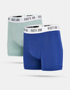 Route One Classic Boxer Shorts 2 Pack - Duck Egg/Stone Blue