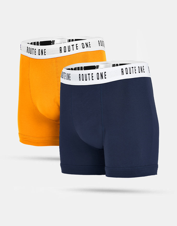 Route One Classic Boxer Shorts 2 Pack - Orange Zest/Classic Navy