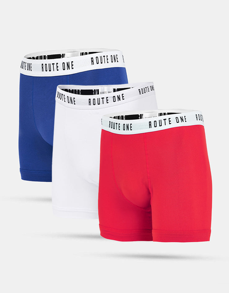 Route One Classic Boxer Shorts 3 Pack - Red/White/Blue