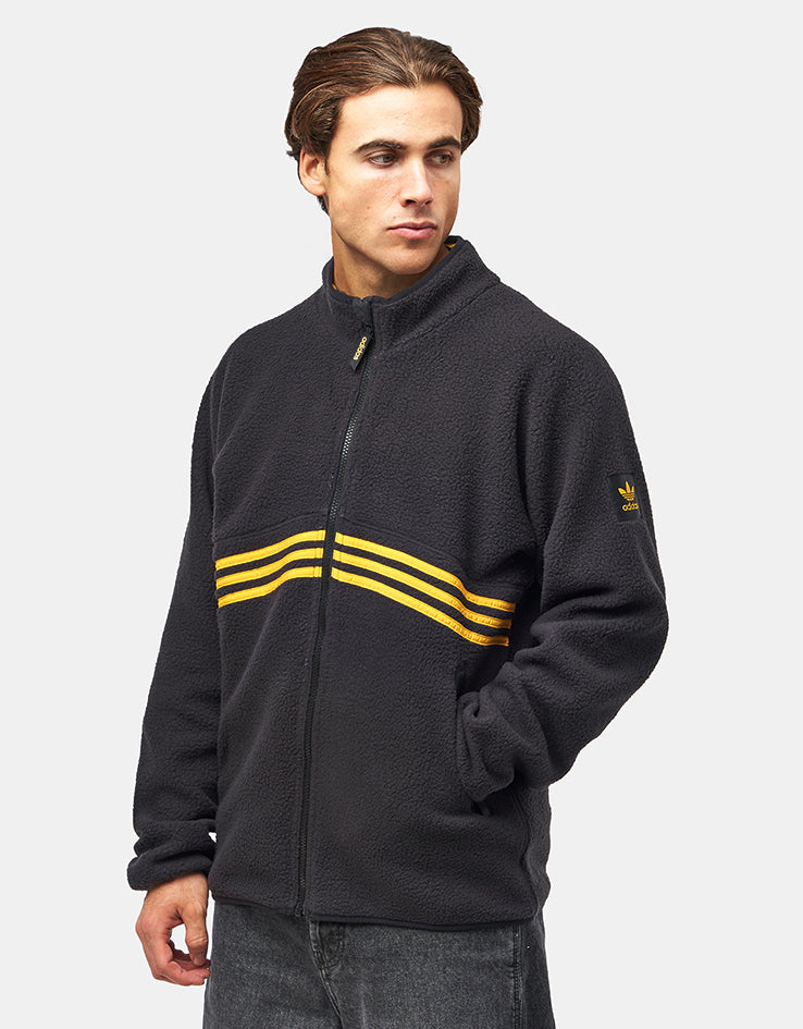 adidas Sherpa Full Zip Fleece Jacket - Black/Active Gold