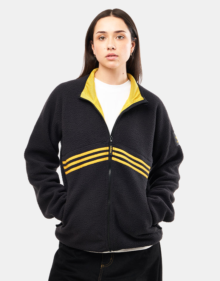 adidas Sherpa Full Zip Fleece Jacket - Black/Active Gold