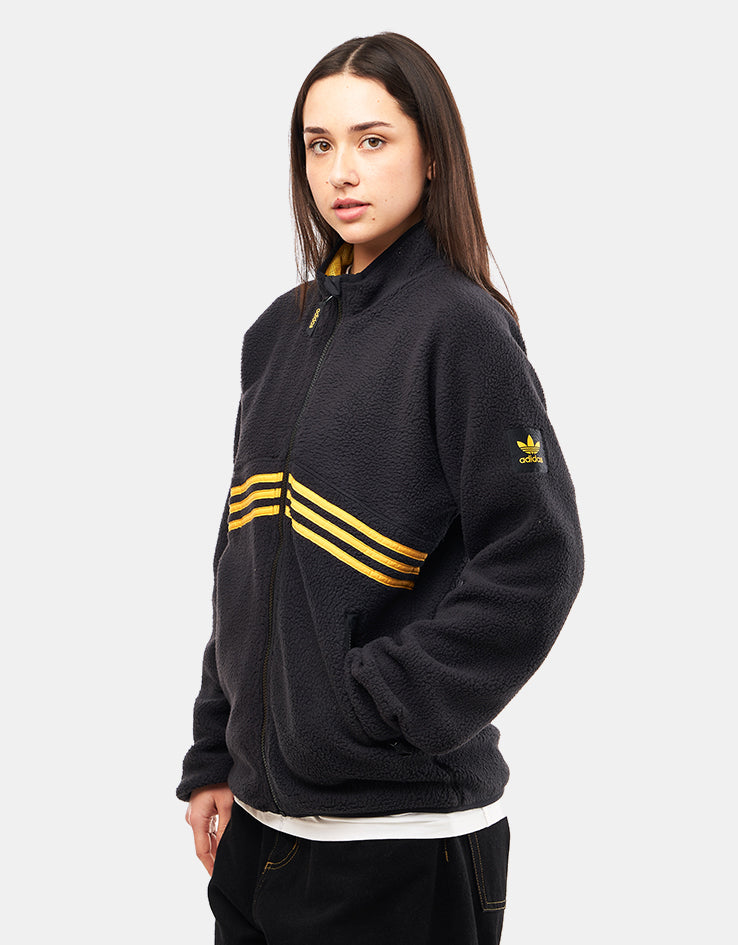 adidas Sherpa Full Zip Fleece Jacket - Black/Active Gold