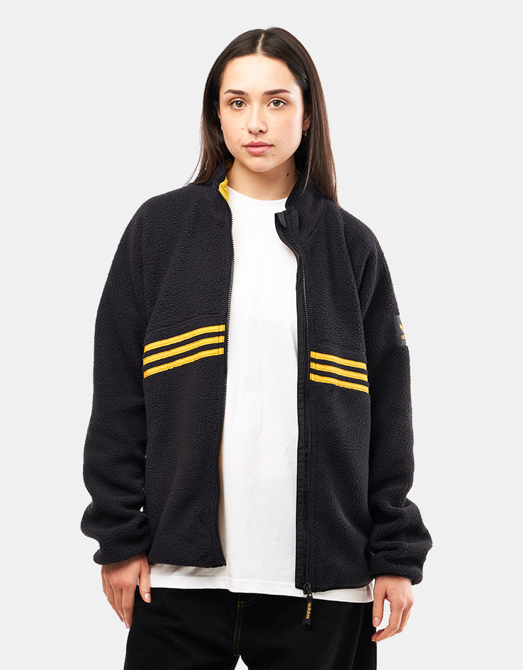 adidas Sherpa Full Zip Fleece Jacket - Black/Active Gold