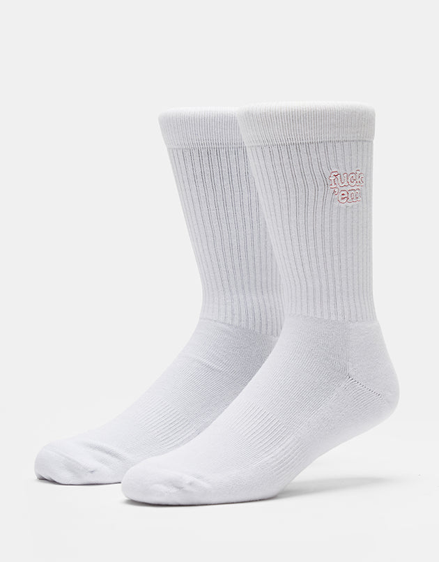 Route One Fuck 'Em Crew Socks - White
