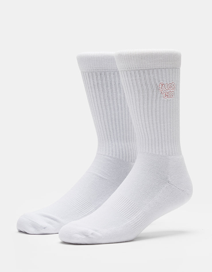 Route One Fuck 'Em Crew Socks - White