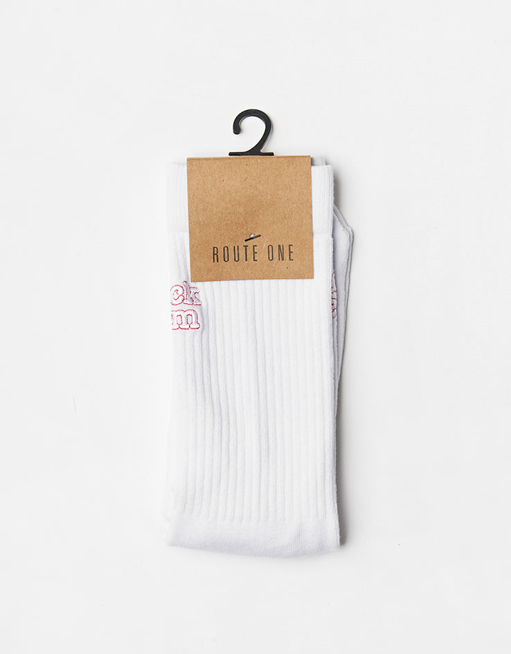 Route One Fuck 'Em Crew Socks - White