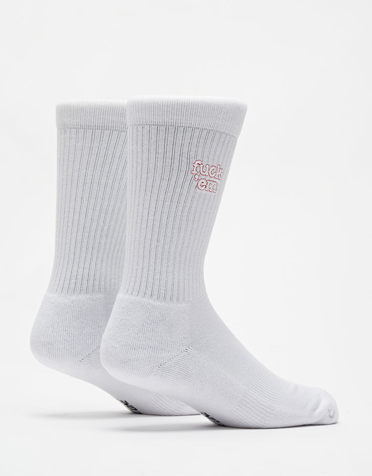 Route One Fuck 'Em Crew Socks - White