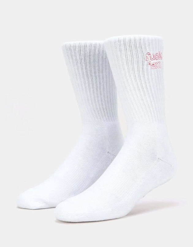 Route One Fuck 'Em Crew Socks - White