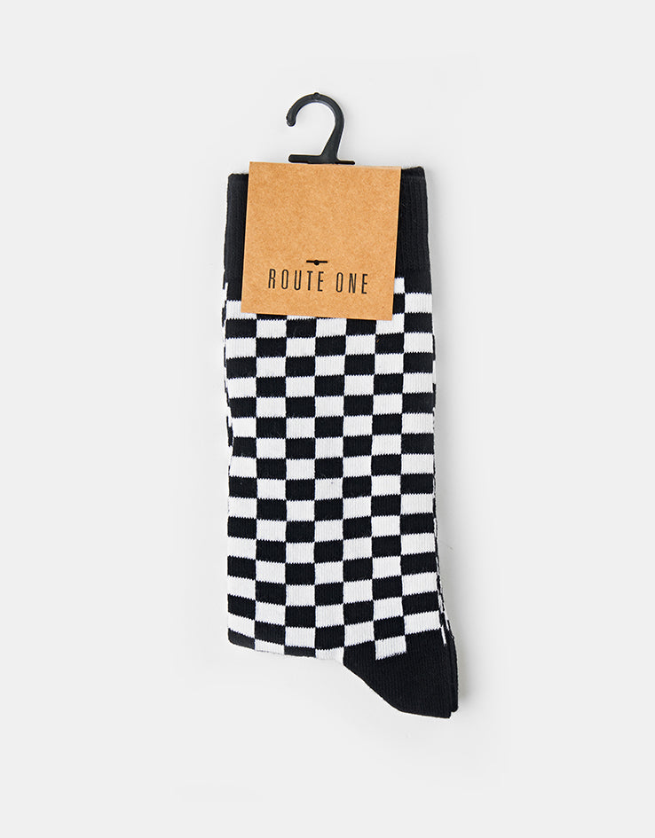 Route One Chequered Socks - Black/White
