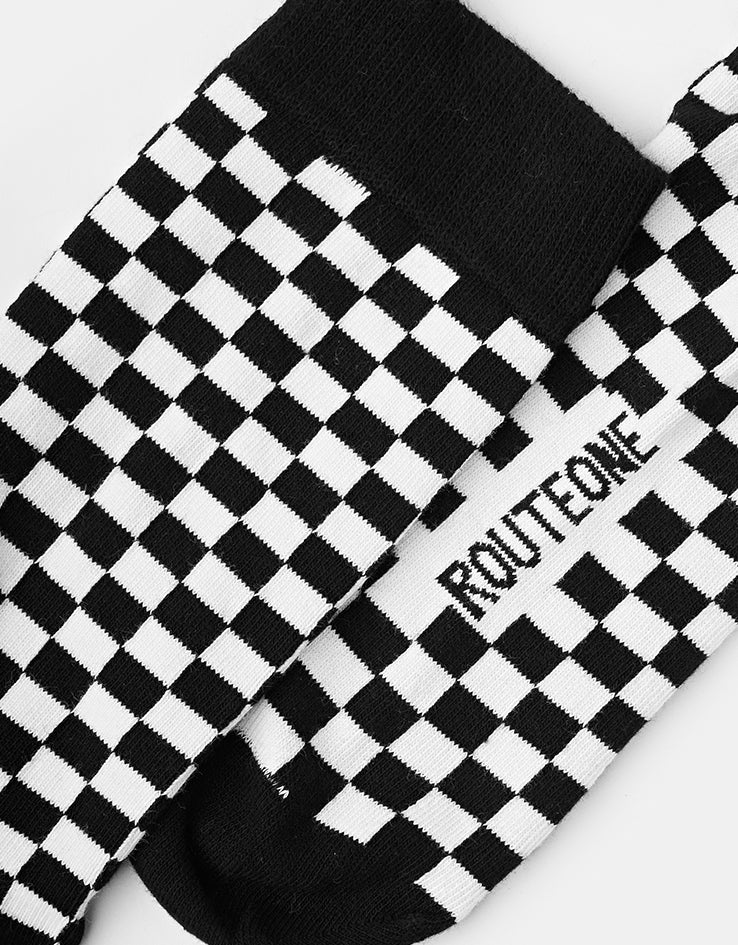 Route One Chequered Socks - Black/White