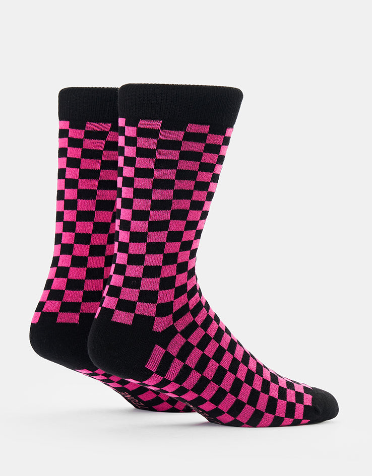 Route One Chequered Socks - Black/Pink