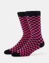 Route One Chequered Socks - Black/Pink