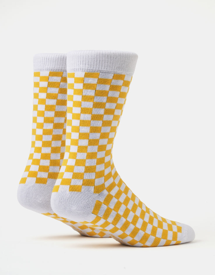 Route One Chequered Socks - White/Yellow