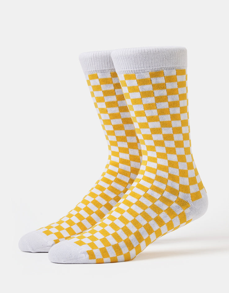 Route One Chequered Socks - White/Yellow