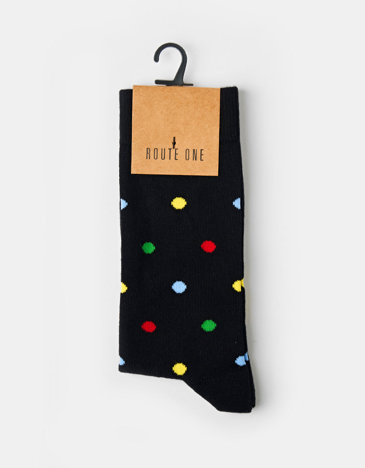 Route One Polka Dot Socks - Black