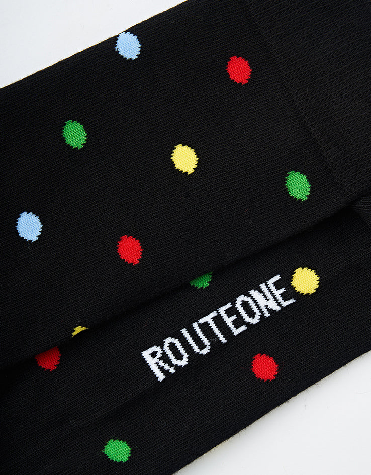 Route One Polka Dot Socks - Black