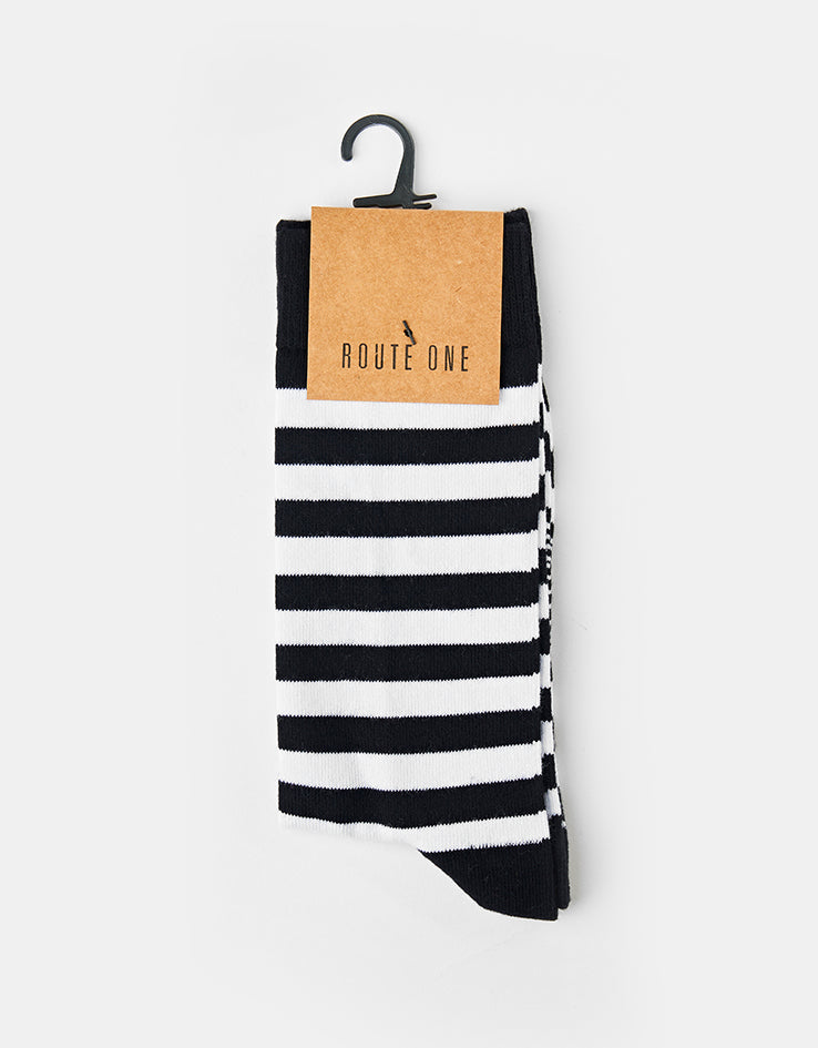 Route One Striped Socks - Black/White