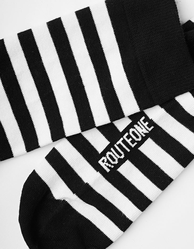 Route One Striped Socks - Black/White