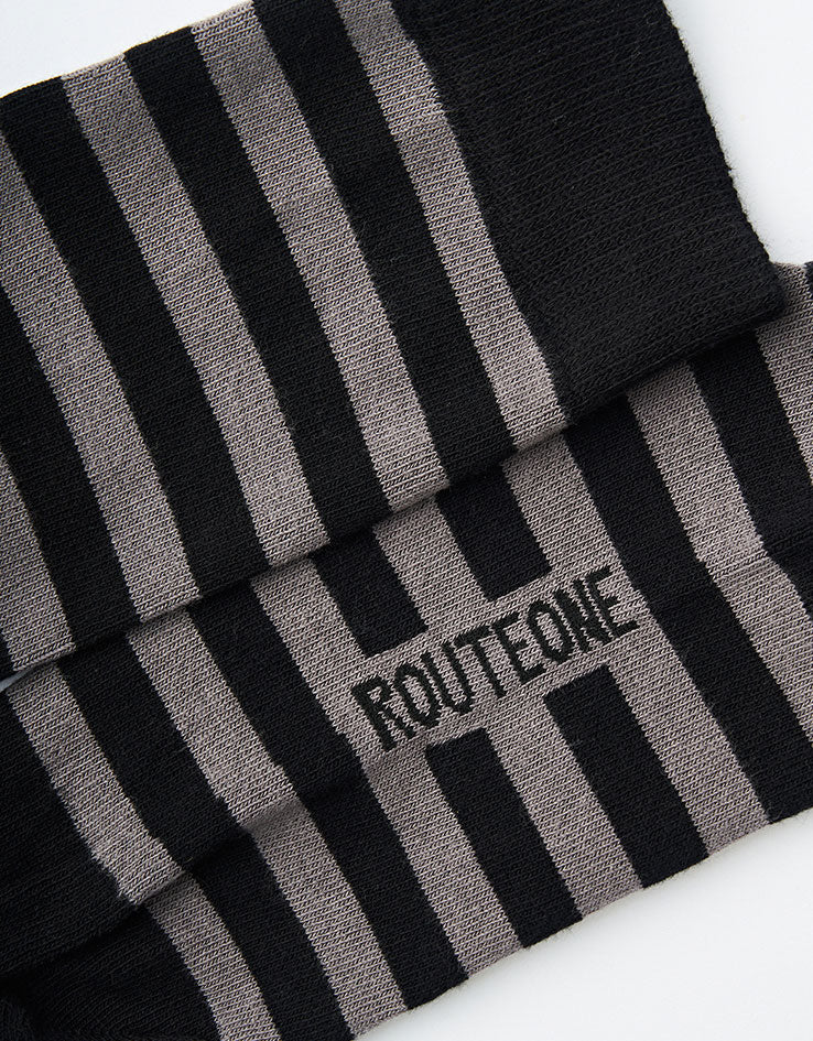 Route One Striped Socks - Black/Grey